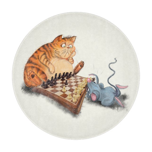 Tabla De Cortar Placa de corte de ajedrez para jugar al gato y al  (Anverso)