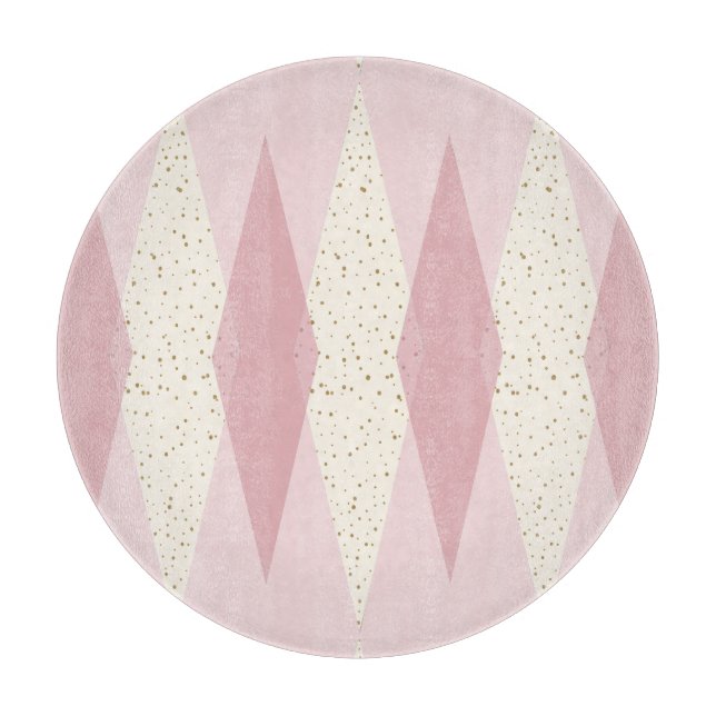 Tabla De Cortar Placa de corte de Argyle rosa moderno de mediados  (Anverso)