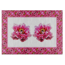 Tabla De Cortar Placa de corte de cocina de vidrio PInk Peony