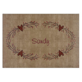 Tabla De Cortar Placa De Corte De Cristal De Cerezo Y Corazón