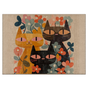 Tabla De Cortar Placa de corte de gatos de mediados de siglo, plac