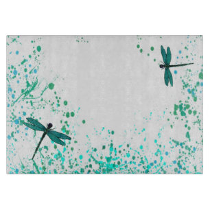 Tabla De Cortar Placa de corte de la libélula verde azulada