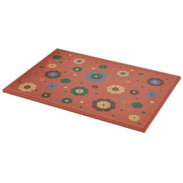 Tabla De Cortar Placa de corte de vidrio de flores retro