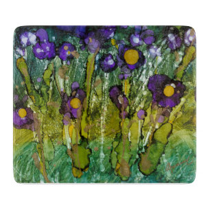 Tabla De Cortar Placa de corte de vidrio de iris morado y dorado L
