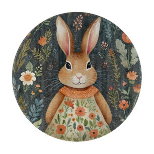 Tabla De Cortar Placa de corte de vidrio mágico Springtime Bunny