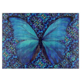 Tabla De Cortar Placa de corte de vidrio Morfo Azul mariposa