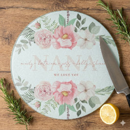 Tabla De Cortar Placa de corte floral personalizada Nana