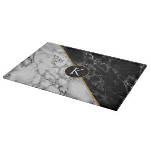 Tabla De Cortar Placa de corte personalizada de mármol blanco negr