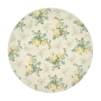 Tabla De Cortar Placa de corte redonda de vidrio floral rosa amari