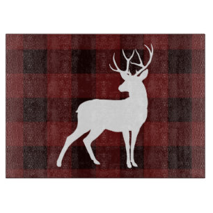 Tabla De Cortar Plaid de Búfalo de Campo Blanco de Navidad Rústica