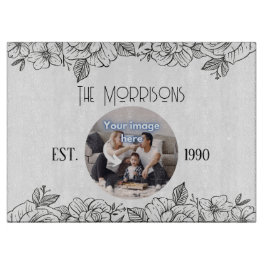 Tabla De Cortar Plantilla de fotografía redonda de familia de aniv