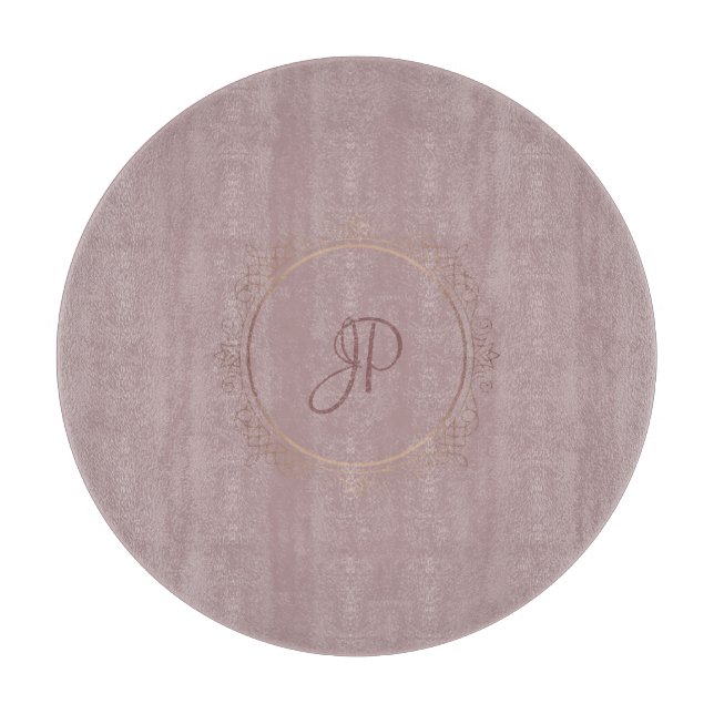 Tabla De Cortar Plantilla Monogramada Rosa Gold Elegant (Anverso)