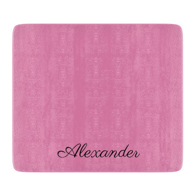 Tabla De Cortar Plantilla rosa moderna, guión negro (Anverso)