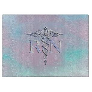 Tabla De Cortar Plata Como RN Caduceus Madre Médica Perla