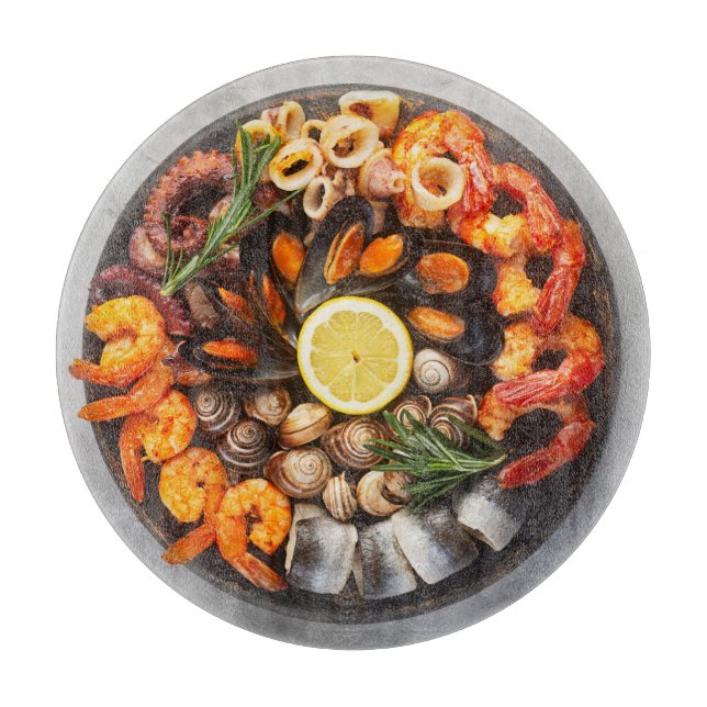 Tabla De Cortar Plata de Mariscos (Anverso)