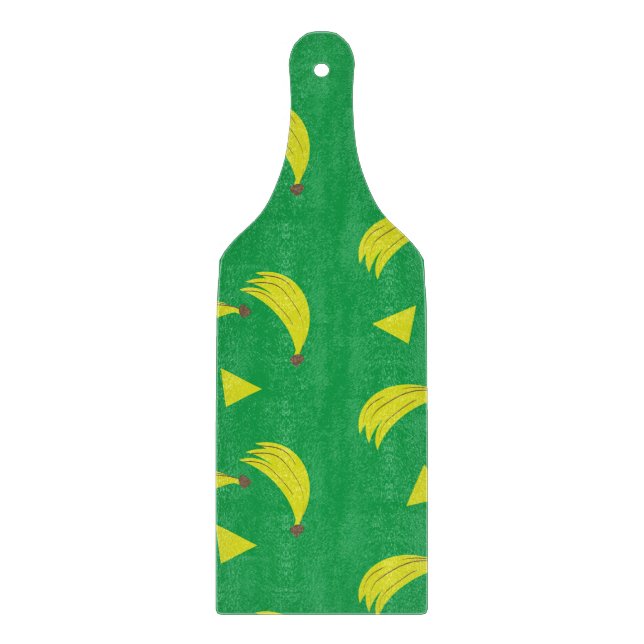 Tabla De Cortar Plátanos Geométricos Patrón Verde Amarillo (Anverso)