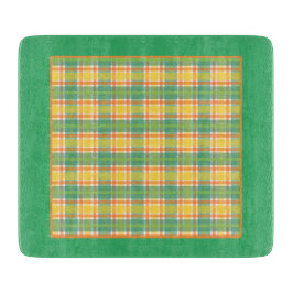 Tabla De Cortar Platos Amarillos, Verdes Y Naranjas