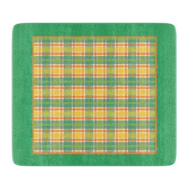 Tabla De Cortar Platos Amarillos, Verdes Y Naranjas (Anverso)
