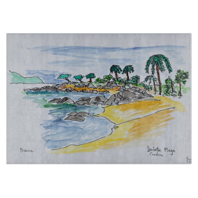 Tabla De Cortar Playa de Isolella, Ajaccio| Córcega, Francia (Anverso)