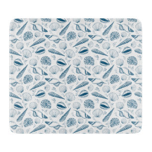 Tabla De Cortar Playa de Seashell Blue White