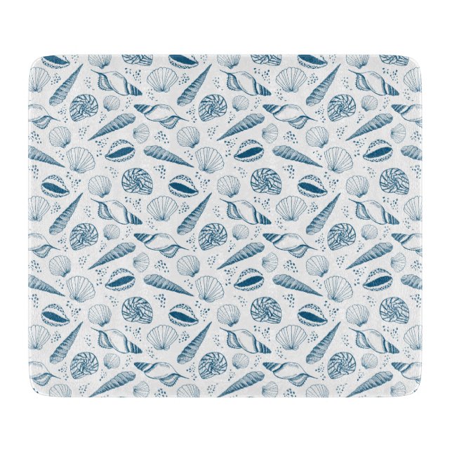 Tabla De Cortar Playa de Seashell Blue White (Anverso)