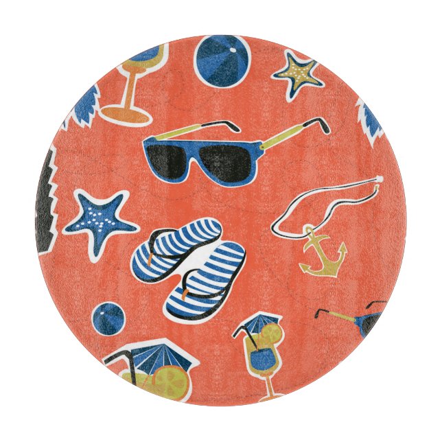 Tabla De Cortar Playa de Verano: Relajante Patrón Sin Mar. (Anverso)