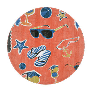 Tabla De Cortar Playa de Verano: Relajante Patrón Sin Mar.