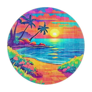 Tabla De Cortar Playa Tropical Sunset
