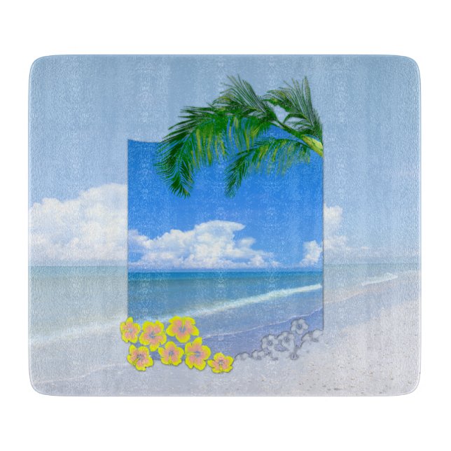 Tabla De Cortar Playa y cielos azules (Anverso)