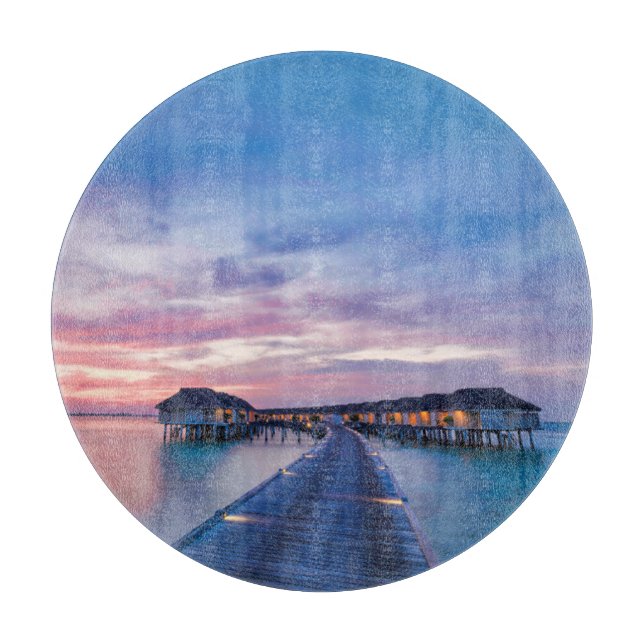 Tabla De Cortar Playas tropicales | Bungalows Maldivas (Anverso)