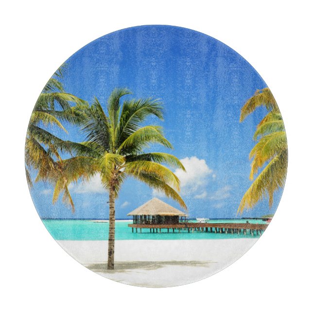 Tabla De Cortar Playas tropicales | Isla y Laguna, Maldivas (Anverso)
