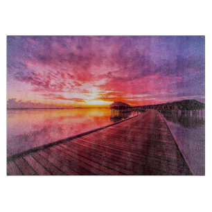 Tabla De Cortar Playas tropicales   Maldives Sunset