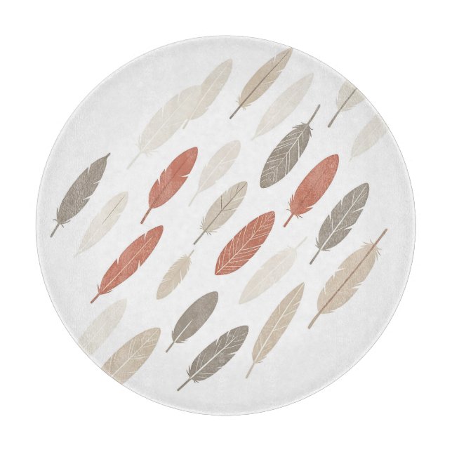 Tabla De Cortar Plumas Boho Óxido Diagonal (Anverso)