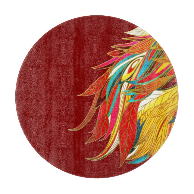 Tabla De Cortar Plumas Rojos Exóticas (Anverso)