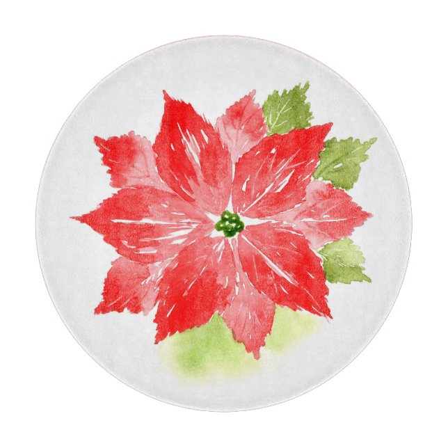 Tabla De Cortar Poinsettia acuarela (Anverso)