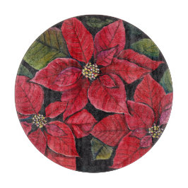 Tabla De Cortar Poinsettia vibrante en acuarela