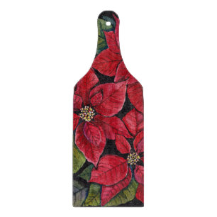 Tabla De Cortar Poinsettia vibrante en acuarela