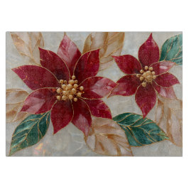 Tabla De Cortar Poinsettias Doradas – Navidad Elegante