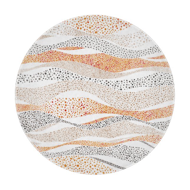Tabla De Cortar Pointillism Wavy Polka: Textil de Doodle lindo (Anverso)