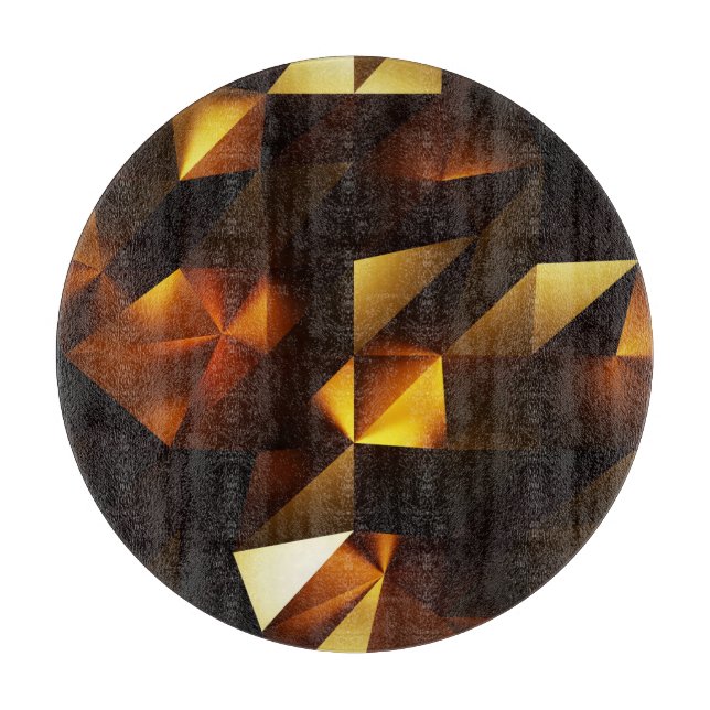 Tabla De Cortar Polígono dorado: representación abstracta 3D (Anverso)