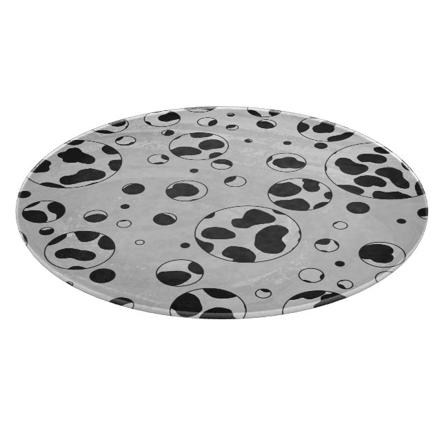 Tabla De Cortar Polka dálmata negro y blanco (Borde)
