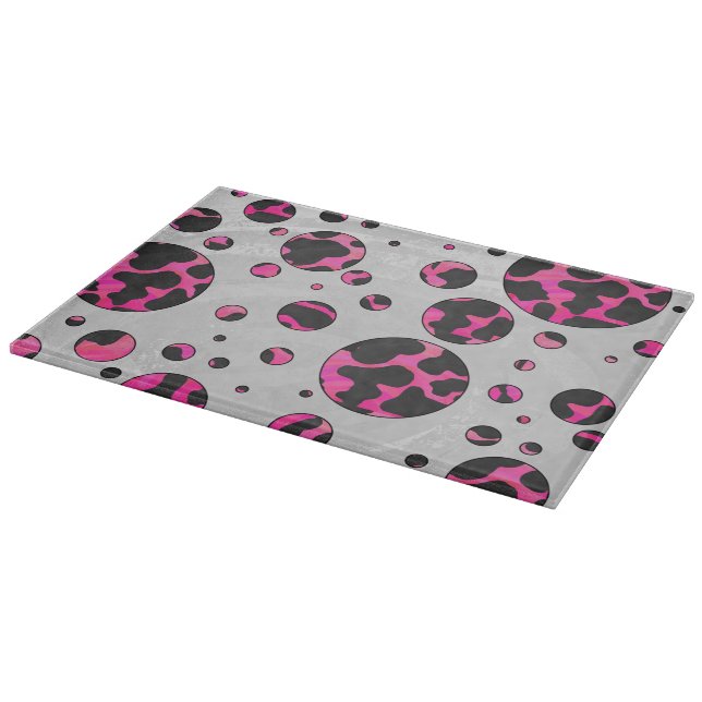 Tabla De Cortar Polka Dot Cow Pink y Black Print (Borde)