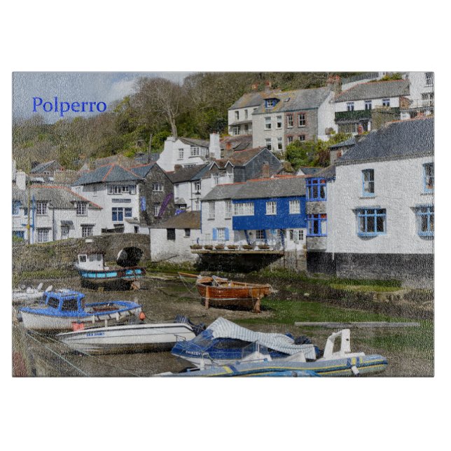 Tabla De Cortar Polperro Cornwall England Baja marea (Anverso)
