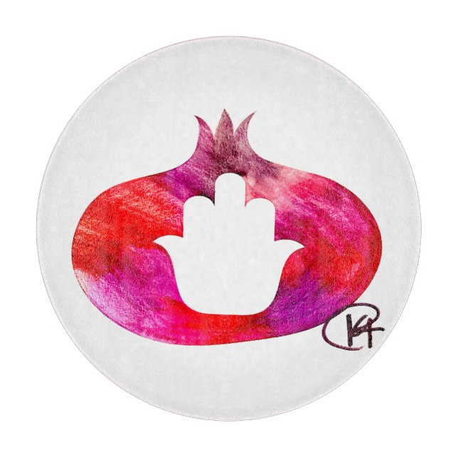 Tabla De Cortar Pomegranate Hamsa Art (Anverso)