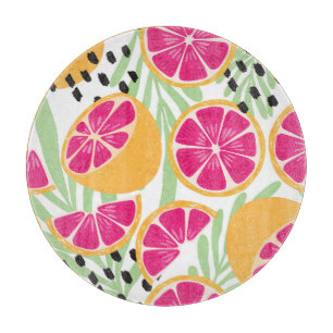 Tabla De Cortar Pomelo y hojas: Vintage tropical