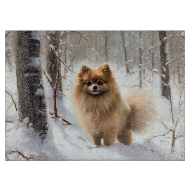 Tabla De Cortar Pomerania Deja que nieve Navidad (Anverso)