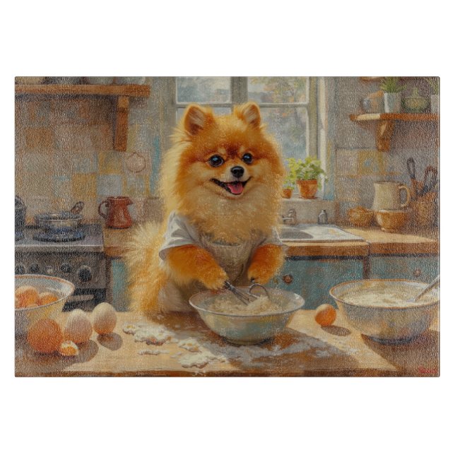 Tabla De Cortar Pomeranian Cooking in Kitchen (Anverso)