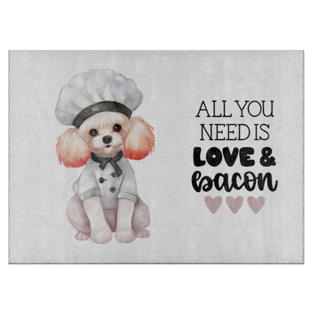 Tabla De Cortar Poodle Chef Love & Bacon (Anverso)