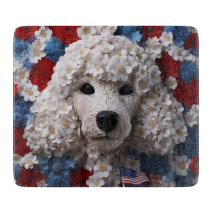 Tabla De Cortar Poodle patriótico floral 3D