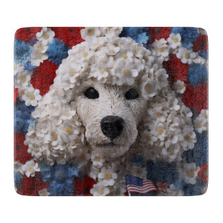 Tabla De Cortar Poodle patriótico floral 3D